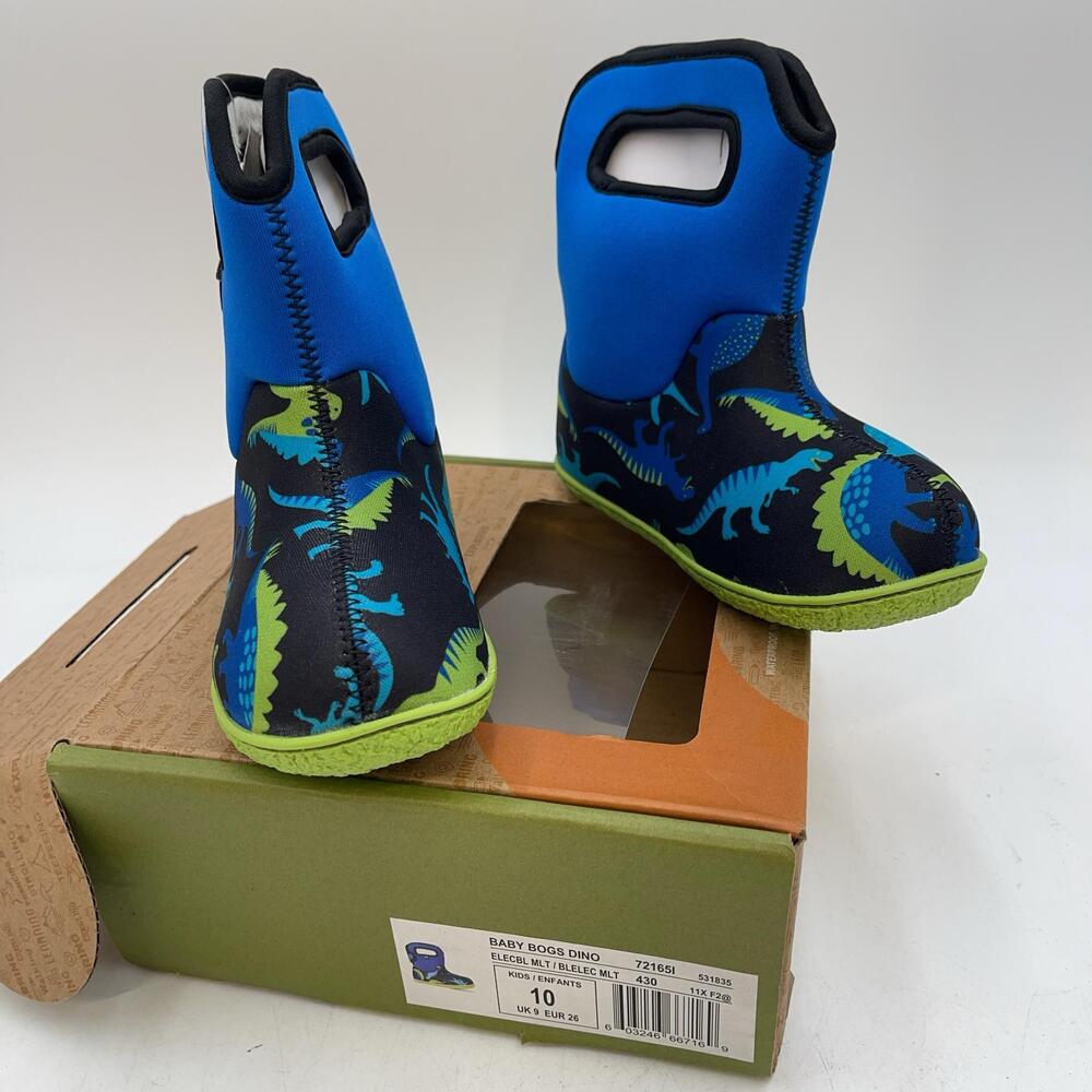 Bogs Baby Bogs Dino Snow Boots Kids Size 10 Blue Waterproof Pull On Mid Calf